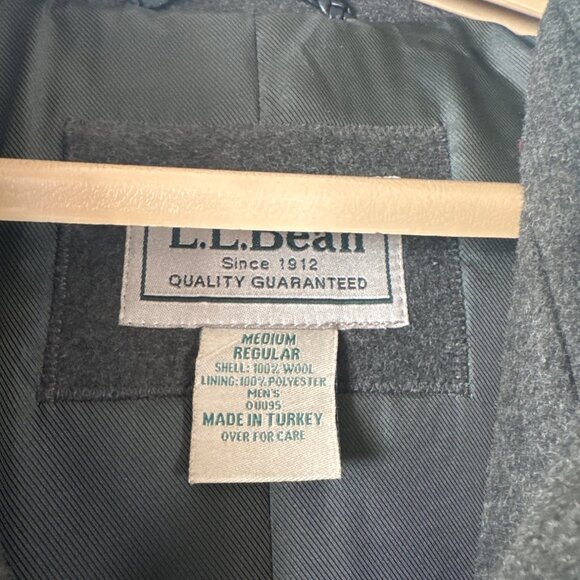L.L. Bean Men's Medium 100% Wool Duffle Coat Toggle Closures Green Gray - Picture 3 of 14
